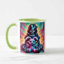 Une poupée maléfique et son lapin préféré. mugg