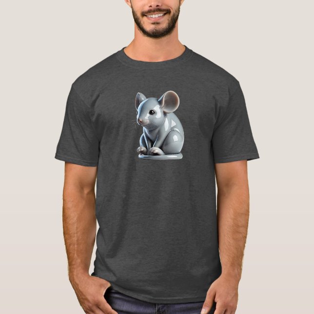 Une souris assise semble attendre quelque chose. t shirt (Framsida)
