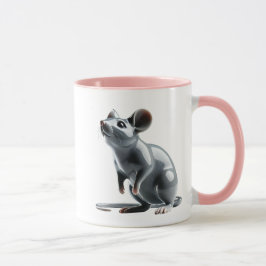 Une souris mignonne en porcelaine avec reflets. mugg