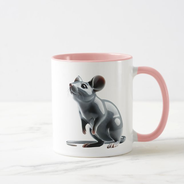 Une souris mignonne en porcelaine avec reflets. mugg (Höger)