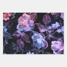 Une texture de fleurs en broderie de néon