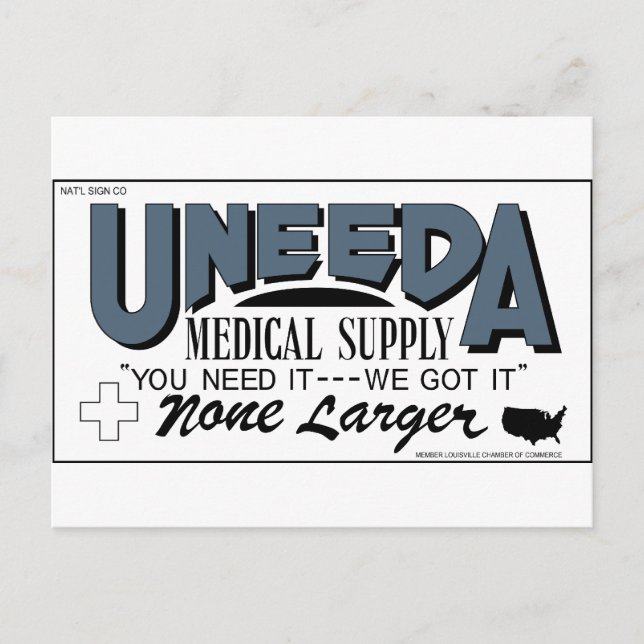 Uneda Medical Supply (återvändande till den levand Vykort (Framsida)