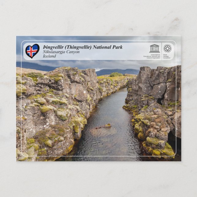 Unesco - Þingvellir (Thingvellir) nationalpark Vykort (Framsida)