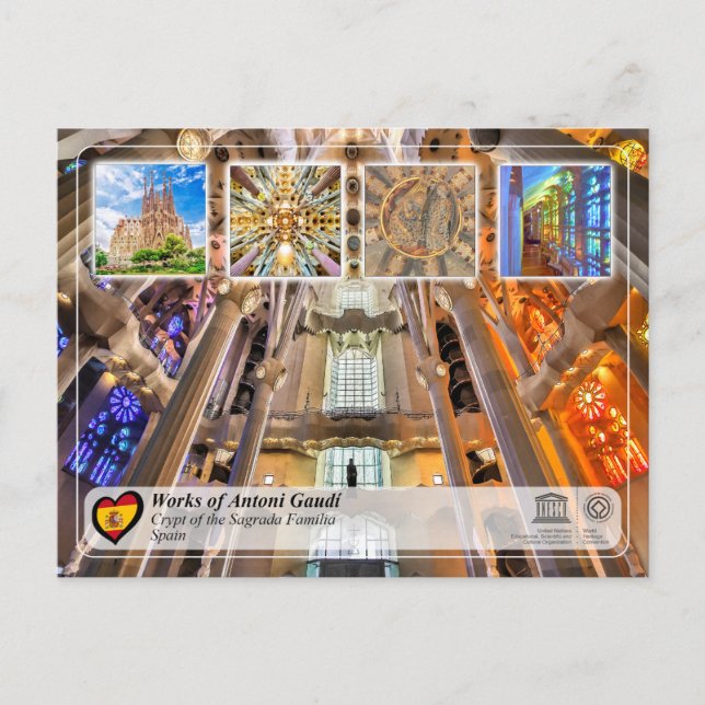 UNESCO - Antoni Gaudí - Sagrada Família - Krypta Vykort (Framsida)