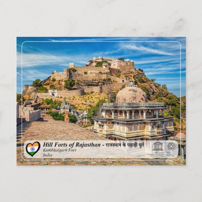 Unesco, Backe Fort i Rajasthan - Kumbhalgarh Fort Vykort (Framsida)