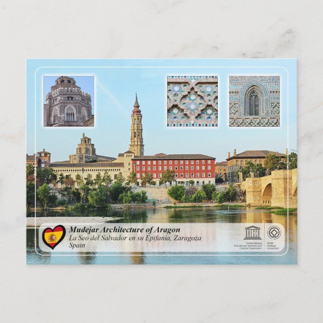 UNESCO Catedral del Salvador de Zaragoza (La Seo)  Vykort (Framsida)