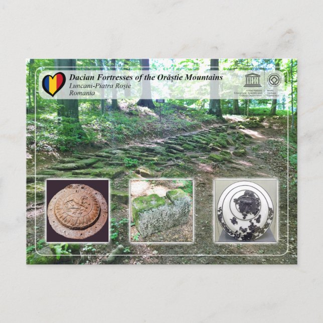 UNESCO - Dacian Fortwards - Luncani-Piatra Rosie Vykort (Framsida)