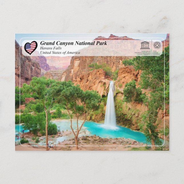 Unesco - Grand Canyon National Park - Havasu Falls Vykort (Framsida)