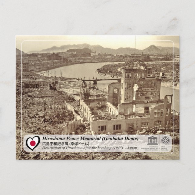 UNESCO - Hiroshimas fredsminnesmärke (Genbaku Dome Vykort (Framsida)