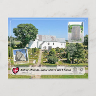 Unesco - Jelling Mounds, Runic Stones and Church Vykort