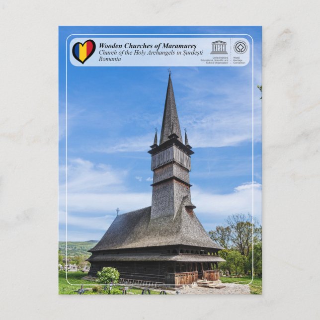 Unesco-kyrkan Heliga Archangels i Surdesti Vykort (Framsida)