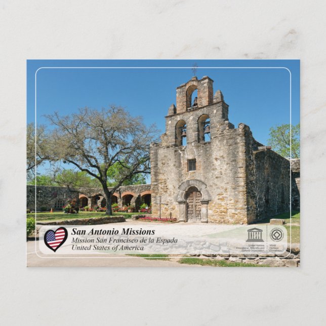 UNESCO - San Antonio - Mission Espada Vykort (Framsida)