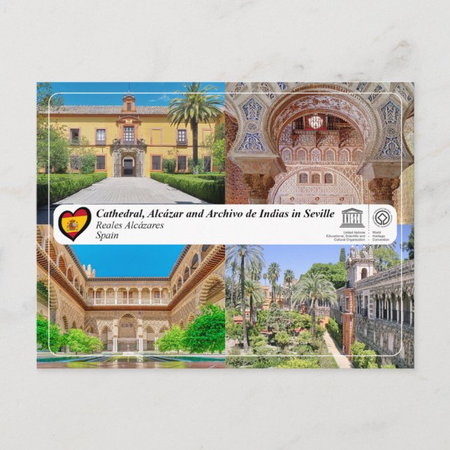 UNESCO-världsarvsplats - Alcázar i Sevilla Vykort (Framsida)