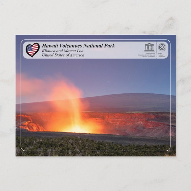 Unesco - Vulkanerna Hawaii - Mauna Loa och Kīlauea Vykort (Framsida)