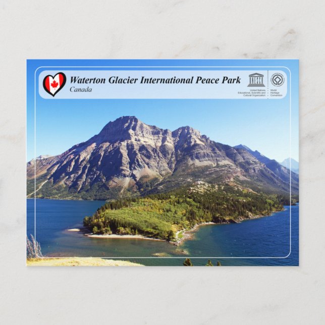 UNESCO - Waterton Glacier Internationell Peace Par Vykort (Framsida)