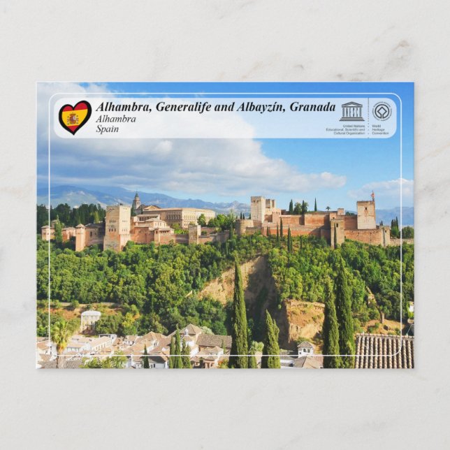 UNESCO WHS - Alhambra, Granada Vykort (Framsida)