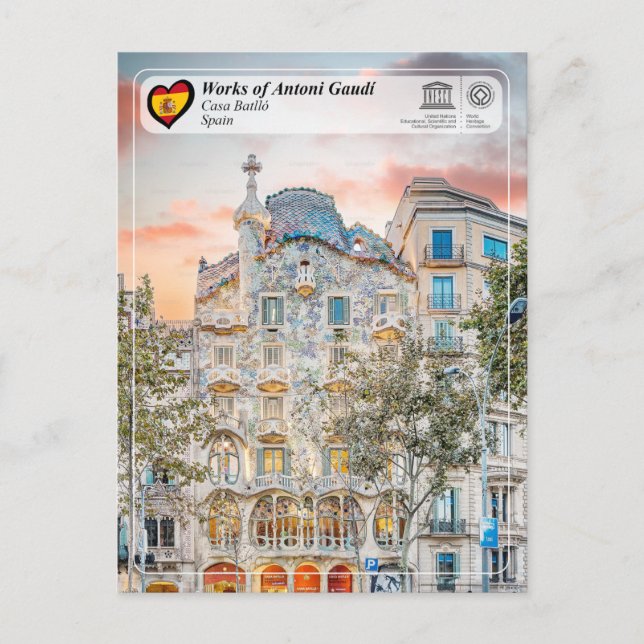 UNESCO WHS - Antoni Gaudí - Casa Batlló Vykort (Framsida)