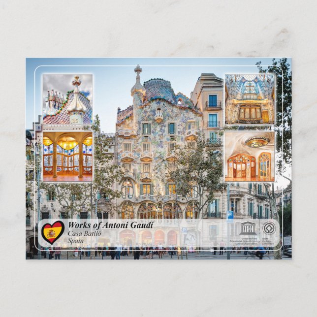 Unesco WHS - Antoni Gaudí - Casa Batlló Vykort (Framsida)