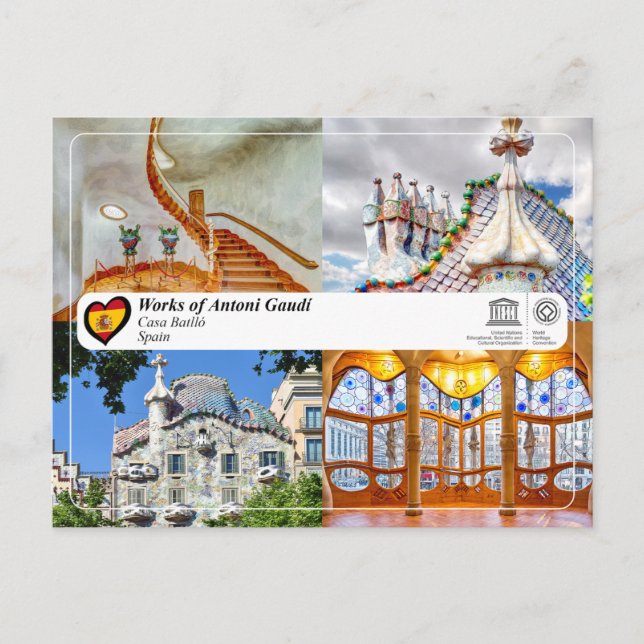 Unesco WHS - Antoni Gaudí - Casa Batlló Vykort (Framsida)