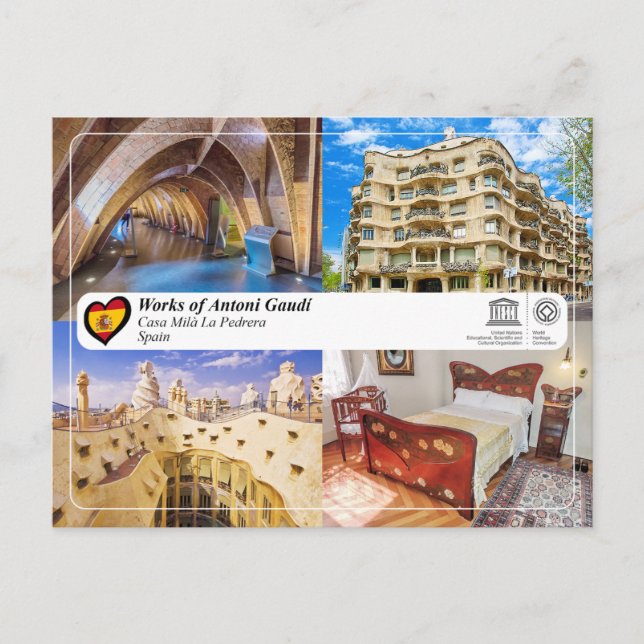 UNESCO WHS - Antoni Gaudí - Casa Milà La Pedrera Vykort (Framsida)