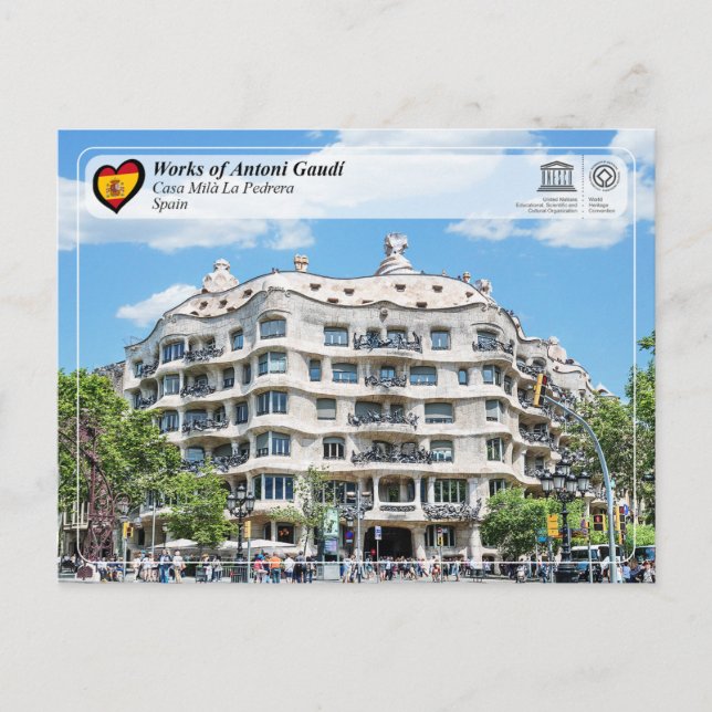UNESCO WHS - Antoni Gaudí - Casa Milà La Pedrera Vykort (Framsida)