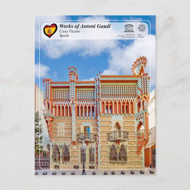 UNESCO WHS - Antoni Gaudí - Casa Vicens Vykort (Framsida)
