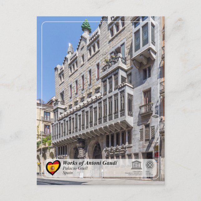 UNESCO WHS - Antoni Gaudí - Palacio Güell Vykort (Framsida)