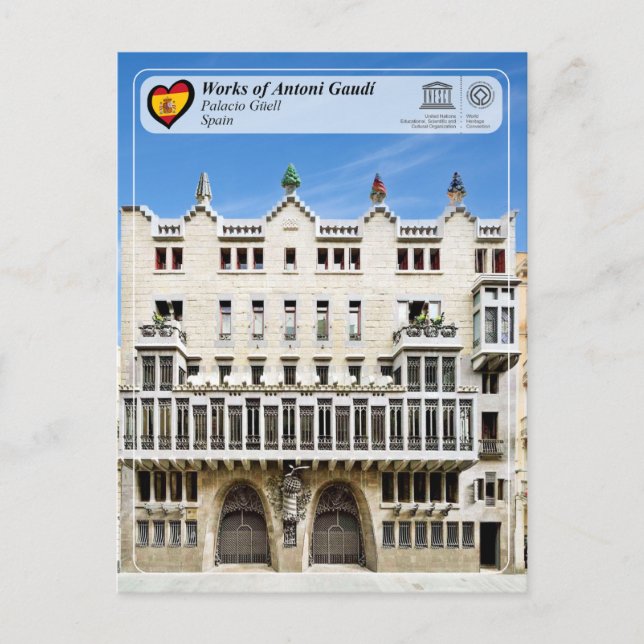 UNESCO WHS - Antoni Gaudí - Palacio Güell Vykort (Framsida)