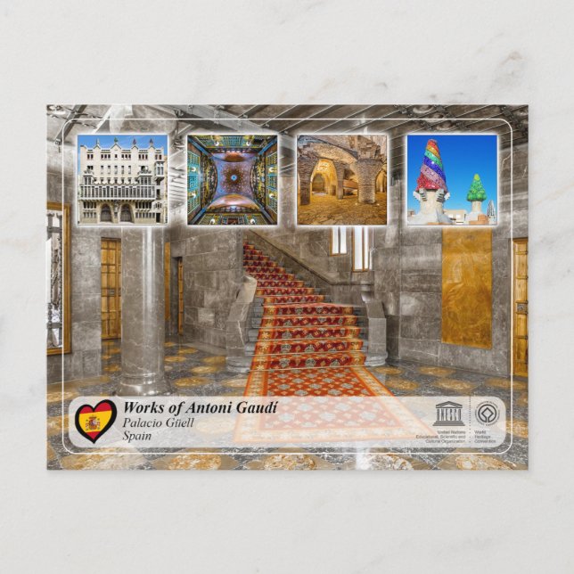 UNESCO WHS - Antoni Gaudí - Palacio Güell Vykort (Framsida)