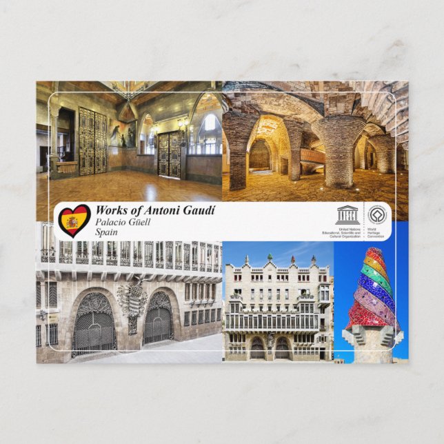 UNESCO WHS - Antoni Gaudí - Palau Güell Vykort (Framsida)