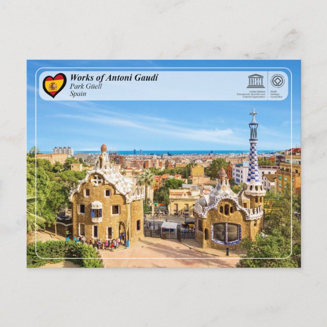UNESCO WHS - Antoni Gaudí - Parc Güell Vykort (Framsida)