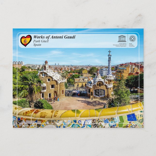 UNESCO WHS - Antoni Gaudí - Parc Güell Vykort (Framsida)