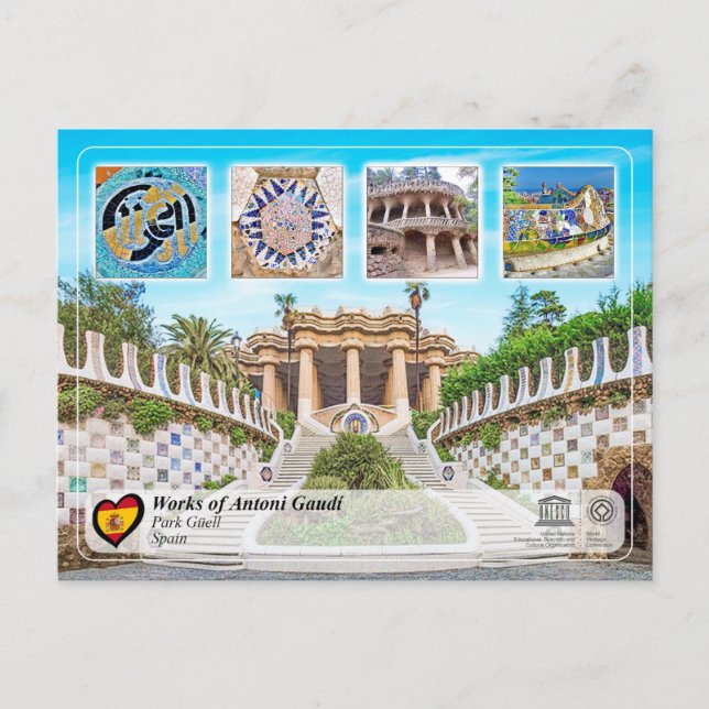 UNESCO WHS - Antoni Gaudí - Parc Güell Vykort (Framsida)