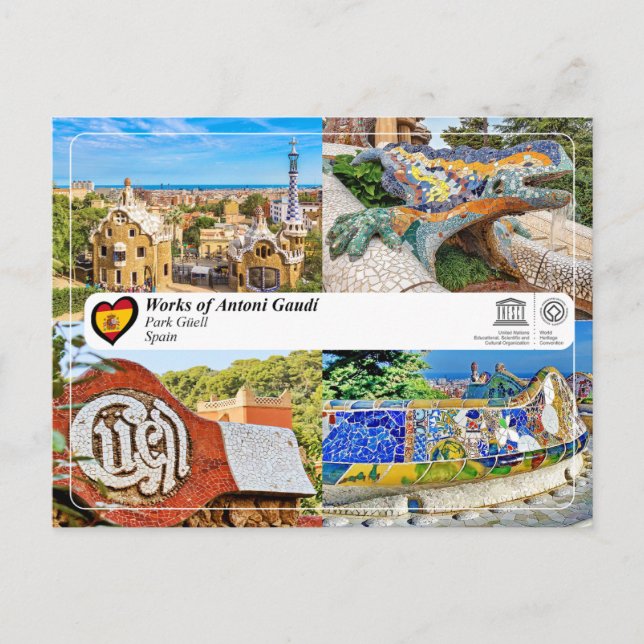 UNESCO WHS - Antoni Gaudí - Parc Güell Vykort (Framsida)