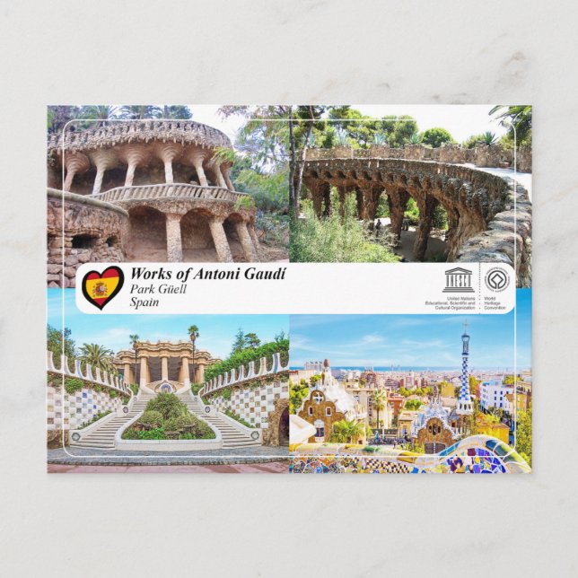 Unesco WHS - Antoni Gaudí - Park Güell Vykort (Framsida)