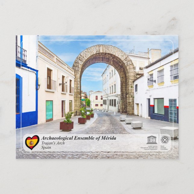 UNESCO WHS - Arco de Trajano de Mérida Vykort (Framsida)