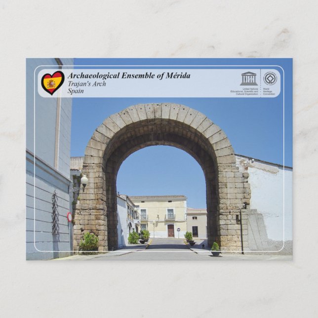 UNESCO WHS - Arco de Trajano de Mérida Vykort (Framsida)