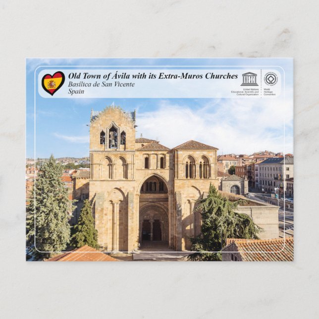 UNESCO WHS - Ávila - Basilikan San Vicente Vykort (Framsida)