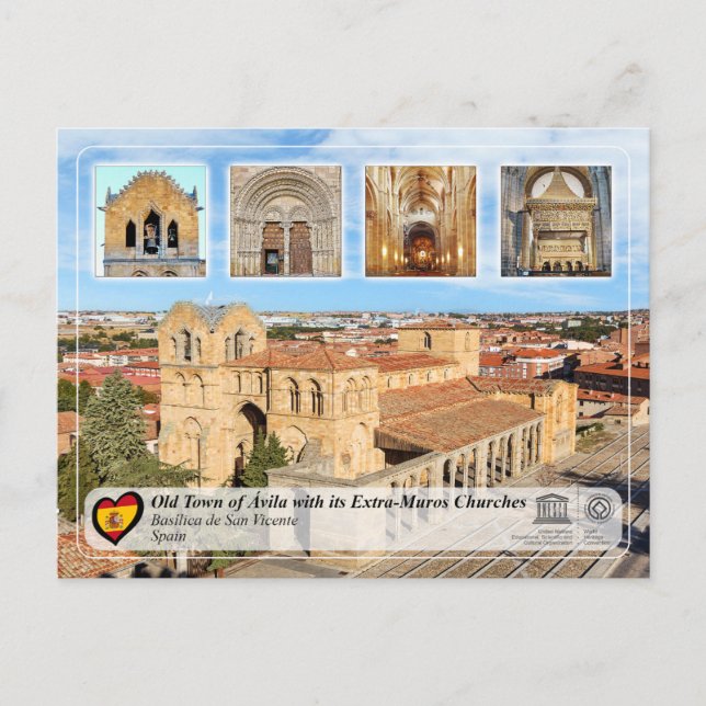 UNESCO WHS - Ávila - Basilikan San Vicente Vykort (Framsida)