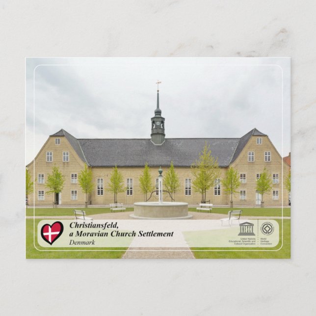 Unesco WHS - Christiansfeld - Moravian Church Vykort (Framsida)