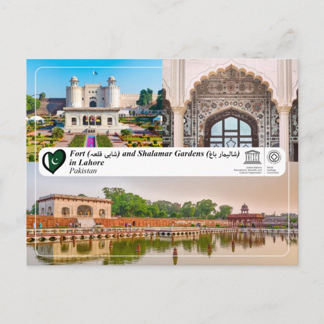 UNESCO WHS - Fort and Shalamar Gardens in Lahore Vykort (Framsida)
