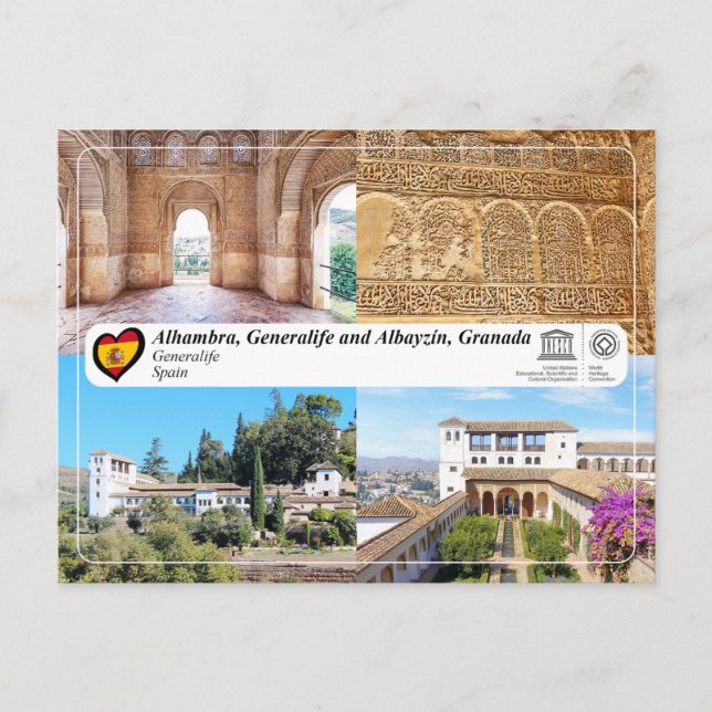 Unesco WHS - Generalife, Granada Vykort (Framsida)