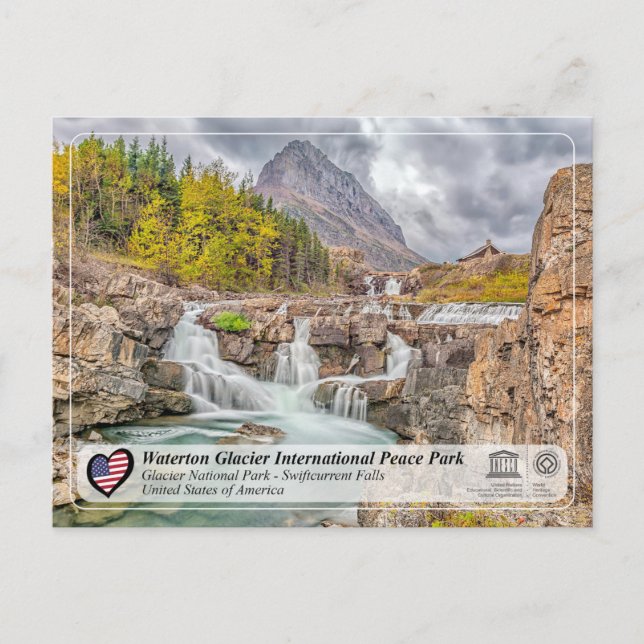 UNESCO WHS - Glacier NP - Swiftcurrent Falls Post Vykort (Framsida)