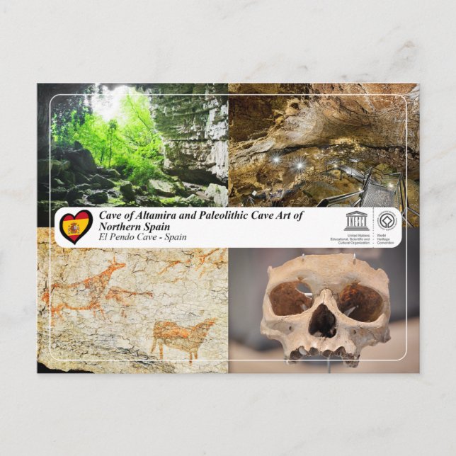 UNESCO WHS - Grottan El Pendo / Cueva de El Pendo Vykort (Framsida)