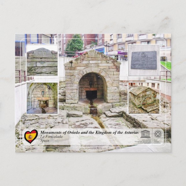 UNESCO WHS - La Fuente de Foncalada Vykort (Framsida)