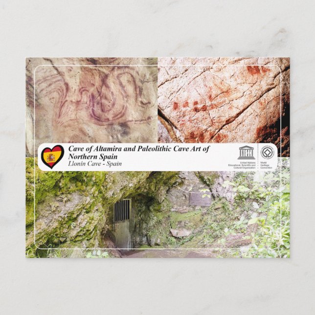 UNESCO WHS - Llonín Cave / Cueva de Llonín Vykort (Framsida)