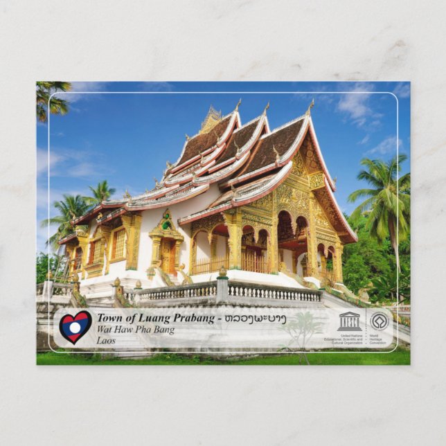 UNESCO WHS - Luang Prabang - Wat Hau Pha Bang Vykort (Framsida)