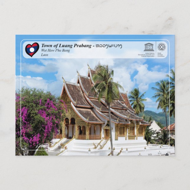 UNESCO WHS - Luang Prabang - Wat Hau Pha Bang Vykort (Framsida)