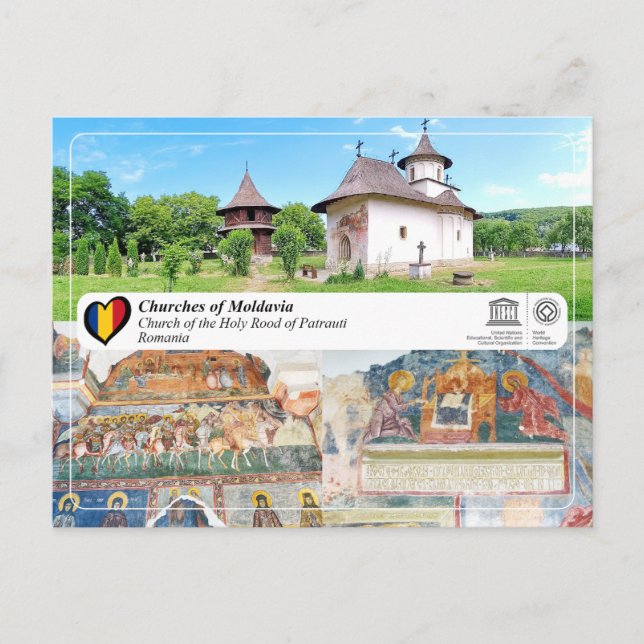 UNESCO WHS - Moldaviakyrkorna - Pătrăuți Vykort (Framsida)