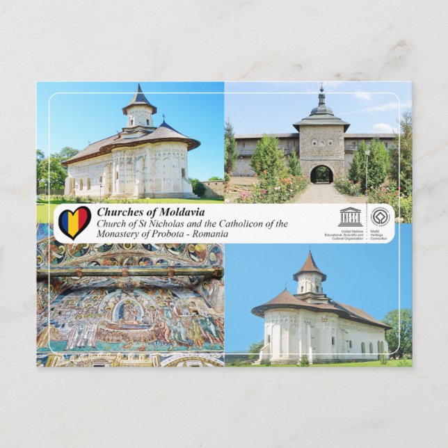 Unesco WHS - Moldaviens kyrkor - Probota Vykort (Framsida)